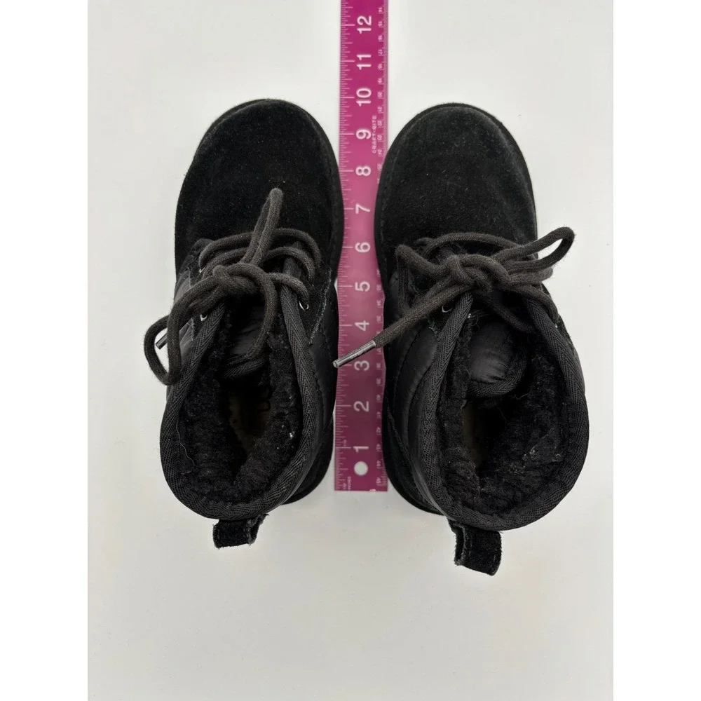 Kids UGG Black Puffer Suede Lace‎ Up Winter Boots Size 2 Toddler